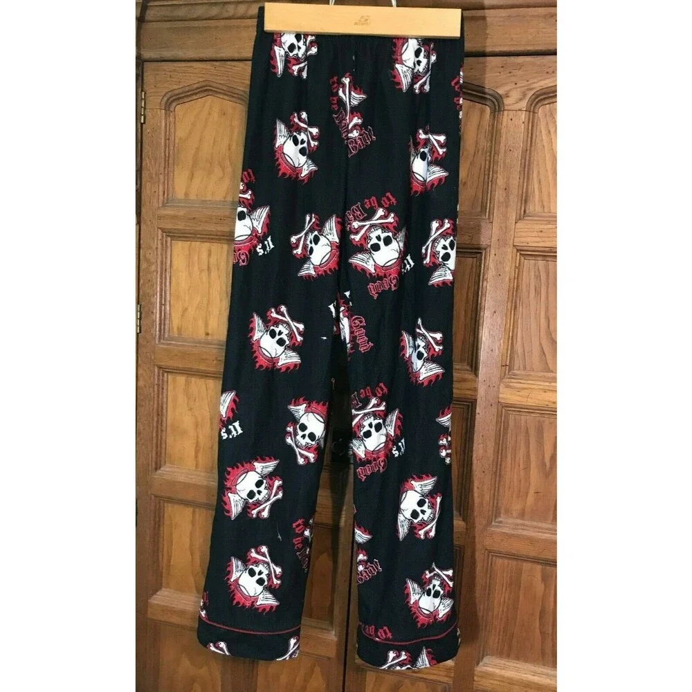 JOE BOXER It's Good To Be Bad Skeleton Pajama Pant Black Polyester Kids L 10-12